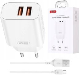 XO ładowarka sieciowa CE34 2x USB 2,4A biała + kabel USB-C