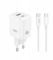 XO ładowarka sieciowa CE36 PD 45W 1x USB-C 1x USB biała + kabel USB-C - USB-C