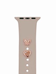 Pin Charms zestaw do paska do zegarka motyl różowo złoty