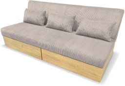 Sofa wypoczynkowa Daisy sztruks beżowa z funkcją spania i pojemnikami