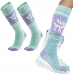 RockBros Skarpetki narciarskie Qunature 037201 rozmiar 37-42 (S/M) - fioletowo-zielone