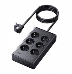 Listwa zasilająca UGREEN S622 6xAC + 3xUSB + USB-C GaN 1.5m (czarna)