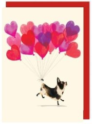 Karnet V002 Walentynki Pies z balonami