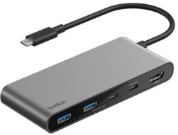 HUB USB Belkin CONNECT 7-IN-1 USB-C HUB Z PODWÓJNYMI PORTAMI USB-C SREBRNY