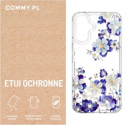 Commy Przezroczyste mocne etui kwiaty Commy iPhone 16 Plus Case plecki