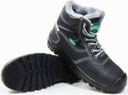 Bezpieczny ocieplany trzewik roboczy skóra ocieplina podnosek kompozyt nosek PU podeszwa PU/PU antypoślizgowa SR olejoodporna antyelektrostatyczna METAL FREE odblask SYBERIAN S3 SRC 43