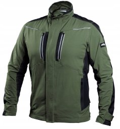 Męska bluza robocza elastyczna wiatroszczelna dodatki odblaskowe 3M Scotchlite budownictwo serwis montaż oliwkowa czarna STRETCH LINE - oliwkowy L