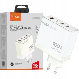 SZYBKA Ładowarka sieciowa VIDVIE 100W USB 3X USB TYP-C KOSTKA DO TELEFONU