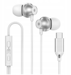Forever słuchawki przewodowe EP-02 dokanałowe USB-C białe