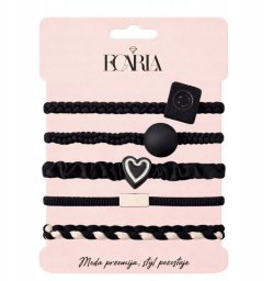 ECARLA Zestaw frotek gumek 5w1 na plakietce Czarne serce Smile GUM185CZ