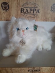 Rappa Pluszowa realistyczna maskotka Kot Perski biały leżący 30 cm