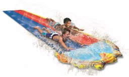 HAPPY SUMMER Double Water Slide w/ boards