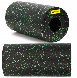 Roller do masażu, ćwiczeń, wałek piankowy średnio twardy czarno-zielony UNIWERSALNY