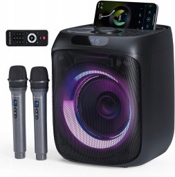 Zestaw Karaoke 400W Głośnik Bluetooth + 2 Mikrofony Bezprzewodowe LED