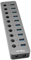 HUB USB Hismart Adapter USB Type-A 3.0 - 10 x USB 3.0 z przełącznikami