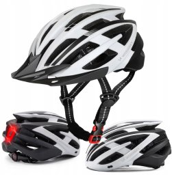 Kask rowerowy MTB Wozinsky z tylną lampką USB L - czarno-biały