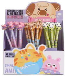 Cresco Ołówek okrągły HB z gumką Small Animals (36szt) (5907464226753)