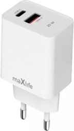 Maxlife ładowarka sieciowa PD QC MXTC-13-20AC 1x USB-C 1x USB 20W biała