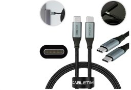 Kabel USB 4kom.pl AUDA CableTime Kabel USB 2.0 typ-C (wtyk / wtyk) Quick Charge 4.0 Power Delivery 2.0 (3A 60W) czarny nikiel /2m/