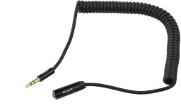 AUDA Slim Przedłużacz spiralny Audio AUX mini Jack 3,5mm Stereo (wtyk / gniazdo) /1,5m/
