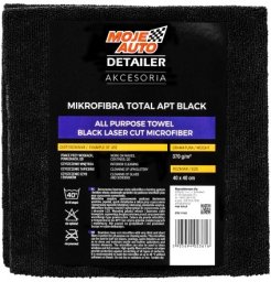 MOJE AUTO MIKROFIBRA APT BLACK (APC - ALL PURPOSE TOWEL) 370G/M 40X40CM LASER CUT / AUTO DETAILER