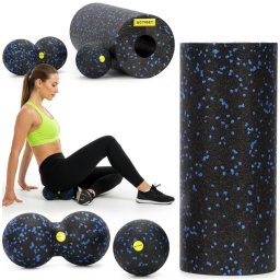 Roller, piłka, podwójna do masażu zestaw akcesorii do masażu, masażer czarno-niebieskie UNIWERSALNY