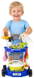 Zestaw Do Sprzątania Dla Dzieci Wózek Odkurzacz Interaktywny Akcesoria 20el