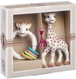 Zestaw prezentowy Żyrafa Sophie z kolorowym gryzakiem na kółku