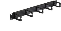 Organizator kabli RACK 19 cali 1U metalowy z plastikowymi uchwytami czarny NEKU