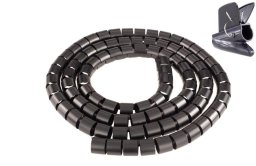 Elastyczny organizer biurkowy do kabli 25mm czarny 2m NEKU