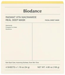 Biodance Biodance Radiant Vita Niacinamide Real Deep Mask rozświetlająca maska w płachcie 4x34g