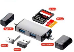 Czytnik kart pamięci 7w1 android USB typ C USB