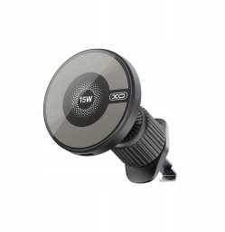 XO uchwyt samochodowy CX025 magnetyczny z ładowaniem bezprzewodowym indukcyjnym 15W czarny do kratki