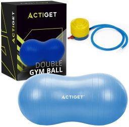 Piłka gimnastyczna fasolka 85 cm z pompką rehabilitacyjna orzeszek do ćwiczeń niebieska UNIWERSALNY
