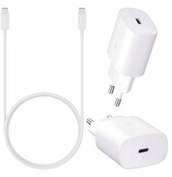 Ładowarka Sieciowa USB-C 25W Biała Szybka Kabel USB-C Do USB-C 1m Zestaw