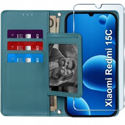 krainaGSM ETUI z klapką do Xiaomi Redmi 15C Zamykane Magnetyczne + SZKŁO 9H