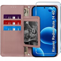 krainaGSM ETUI z klapką do Xiaomi Redmi Note 14 4G Zamykane Magnetyczne + SZKŁO 9H