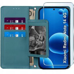 krainaGSM ETUI z klapką do Xiaomi Redmi Note 14 4G Zamykane Magnetyczne + SZKŁO 9H