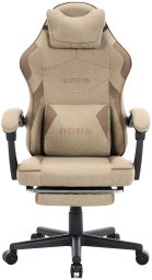 Fotel Gamingowy z tkaniny DEUS Edge Beige, podnóżek
