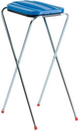 Waste rack, V-Part, steel, plastic/steel, 100 l, with blue lid and bag holder