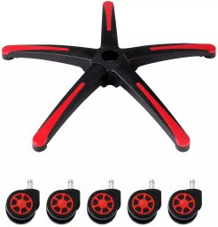 Podstawa krzesła biurowego 71cm wzmocniona z kółkami 1134kg czarno-czerwona