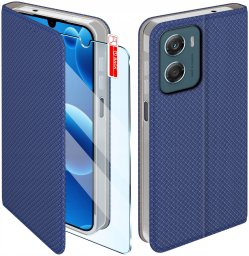 krainaGSM Etui MAGNET do Motorola G06 | G06 Power Zamykane Granatowe Futerał + Szkło