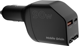 Mobile Origin 90W Car Charger CA22 - USB-C + USB-A, 2x USB-C Cable