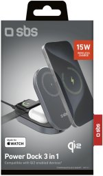 Stacja ładująca 3w1 bezprzewodowa składana do iPhone Apple Watch AirPods QI2 MFI - czarna Stacja ładująca 3w1 bezprzewodowa składana do iPhone Apple Watch AirPods QI2 MFI - czarna