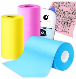 PAPIER DO DRUKARKI TERMICZNEJ ZESTAW 3 ROLKI KOLOROWE SAMOPRZYLEPNE 55mm