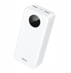 BWOO Power bank 22,5W 30000 mAh z wyświetlaczem LCD biały