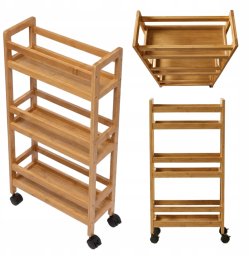 Costway Wąski regał łazienkowy na kółkach, 3 półki KLUK, 76 cm