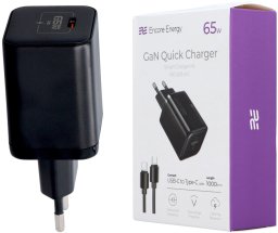 Zasilacz do laptopa Encore Energy ładowarka sieciowa GaN 65W USB-C QC PD + kabel USB-C 100cm MD-651mC