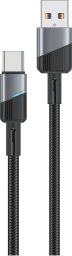 Kabel USB ForCell kabel Encore Energy USB-A USB-C 2A przewód QC PD do ładowania i transferu danych 100 cm braided czarny EE101-C