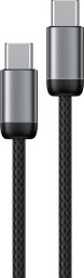 Kabel USB ForCell kabel Encore Energy USB-C x2 5A przewód QC PD 100W do ładowania i transferu danych 200 cm braided czarny EE121-CC-2M